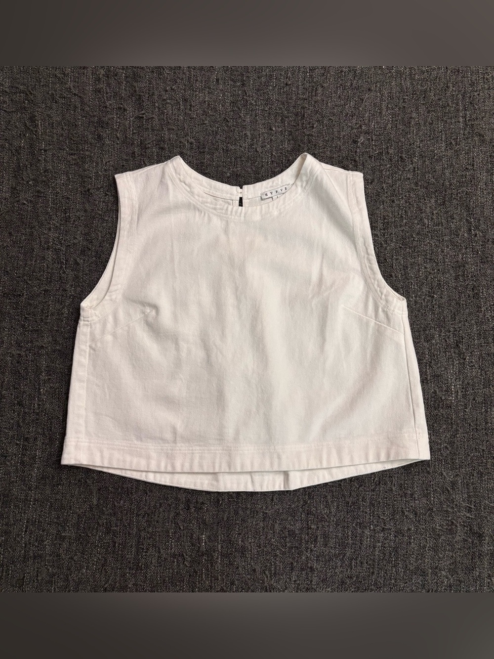 NWT Sz L HYFVE Off White Cotton Denim Sleeveless Boxy Top